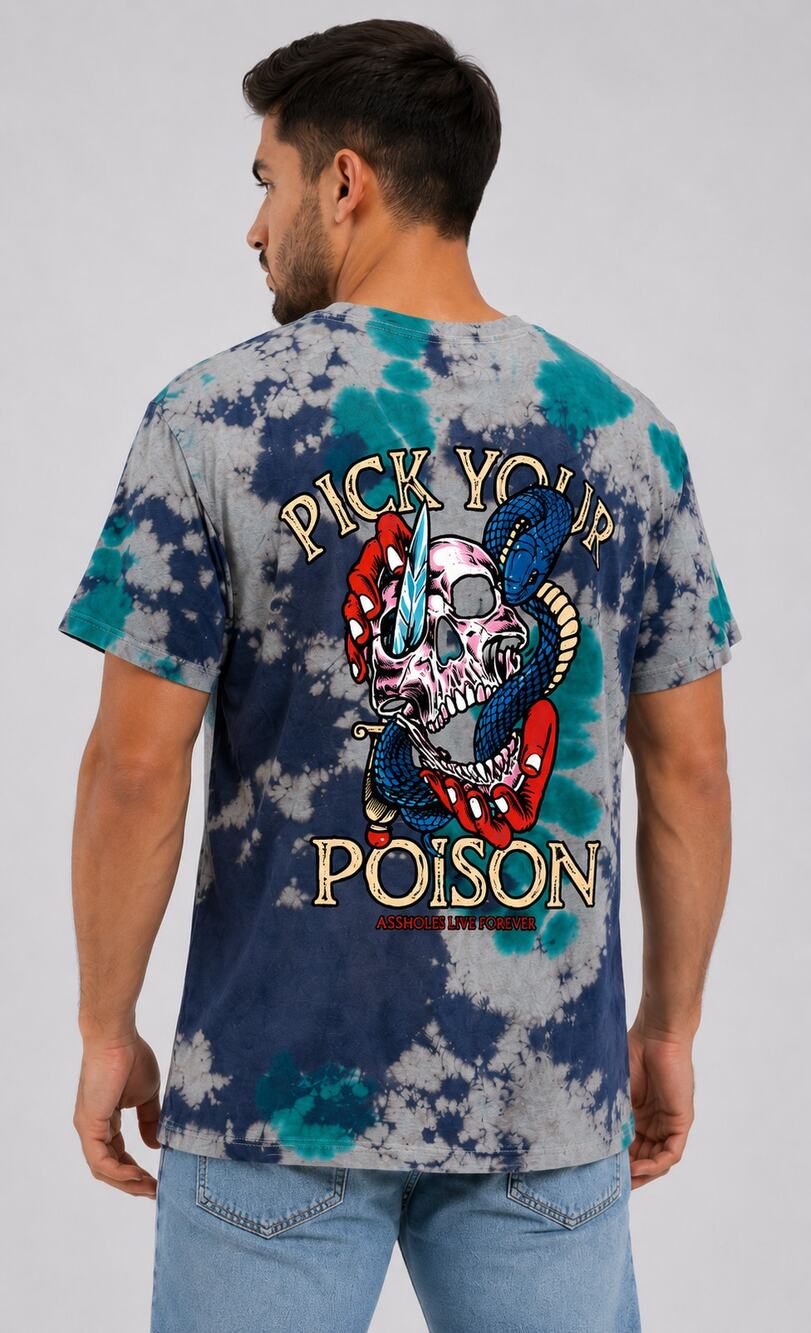 Assholes Live Forever Tie Dye Pick Your Poison Tee Shirt Unisex Size Large New